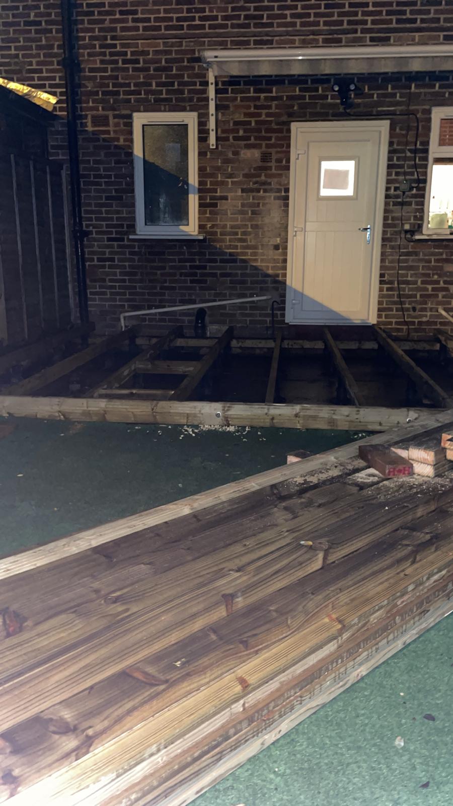 Decking area before installation