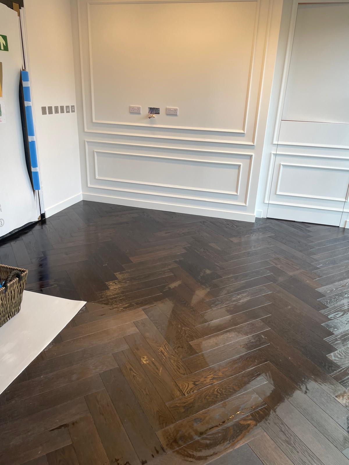 Detailed flooring and wall panelling finish