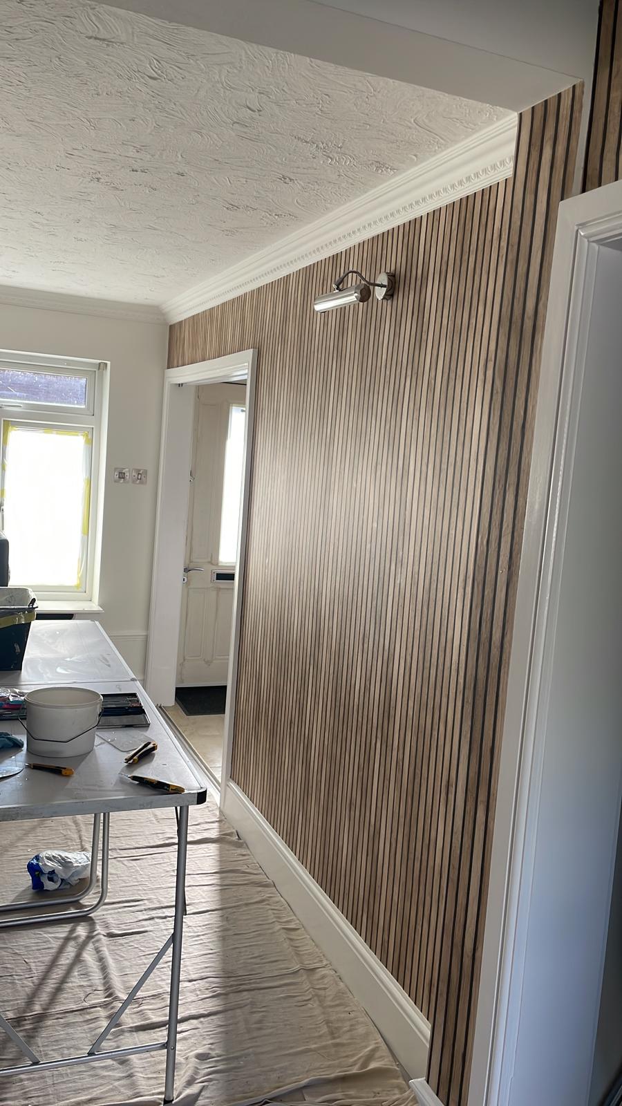 Timber wall panelling feature